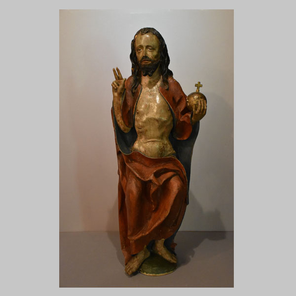 Christusfigur, Salvator mundi, Holzskulptur