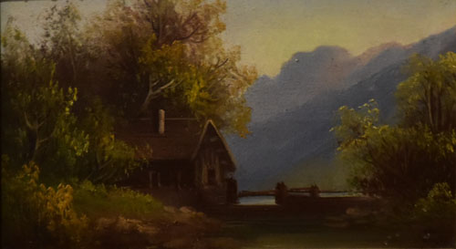 Hütte am See, Gemälde, 19. Jahrhundert