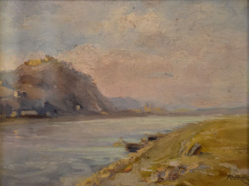 Flusslandschaft, Gemälde, 20. Jhd.